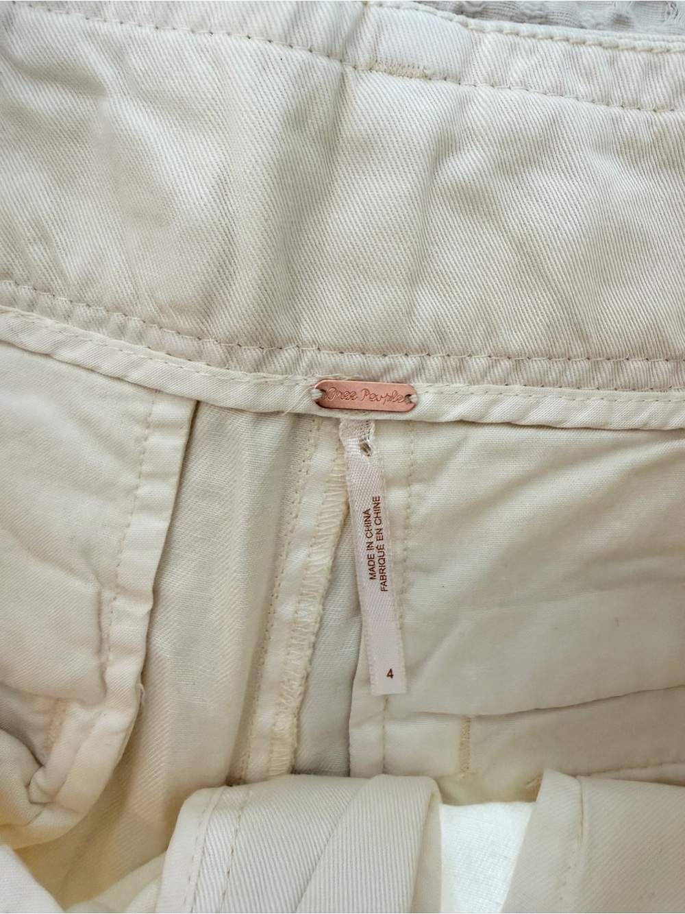 NWT Free People High-Waisted ’90s Peg Pants Ivory Size 4 - Picture 5 of 12